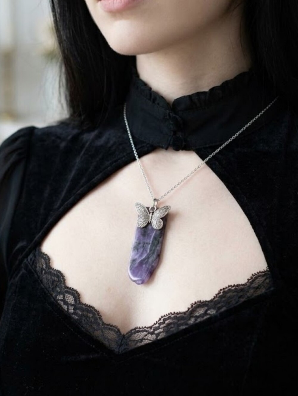 New Genuine HG Siberian Charoite Pendant|Silver Butterfly Bail-Witchy! OFFERS 👍